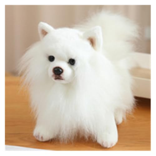 LCEDHZOC Simulation Eines Pommerschen Hunde Kuscheltiere, 26CM Süße Plüschs Weicher Pommerscher Hund Plüschtier Geschenk for Kinder Jungen Und Mädchen(WhitePomeranian) von LCEDHZOC