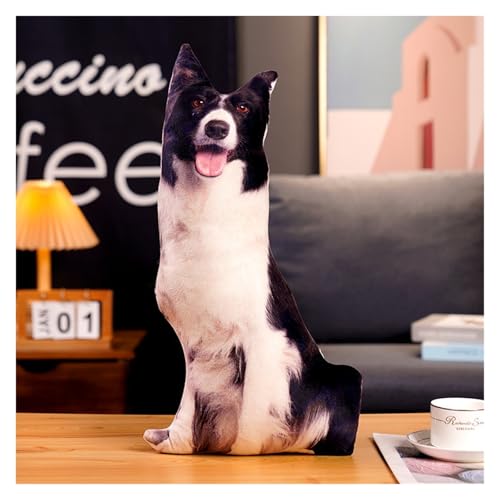 LCEDHZOC Simulation Hund Kuscheltiere, Schöne Plüsch Mollig Hund Plüsch Kissen Geschenk for Kinder Jungen Mädchen Home Decor(Border Collie,70CM/27.5IN) von LCEDHZOC