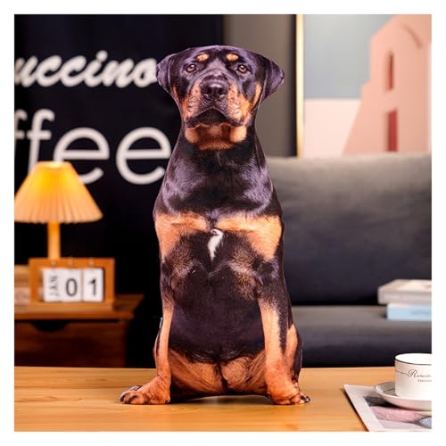LCEDHZOC Simulation Hund Kuscheltiere, Schöne Plüsch Mollig Hund Plüsch Kissen Geschenk for Kinder Jungen Mädchen Home Decor(Rottweiler,50CM/19.6IN) von LCEDHZOC