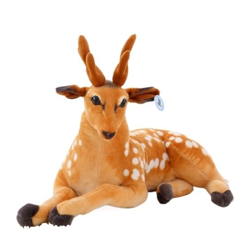 LCEDHZOC Simulation Sika Hirsch Kuscheltiere, Süße Plüsch Weiche Sika Hirsch Plüsch Kissen Geschenk for Kinder Jungen Mädchen Home Decor(60CM/23.6IN) von LCEDHZOC