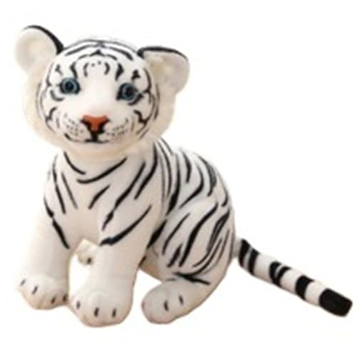 LCEDHZOC Simulation Tiger Kuscheltiere, Schöne Plüsch Mollig Tiger Plüschtier Puppe Kissen Geschenk for Kinder Jungen Mädchen Home Decor(White,33CM/12.9IN) von LCEDHZOC