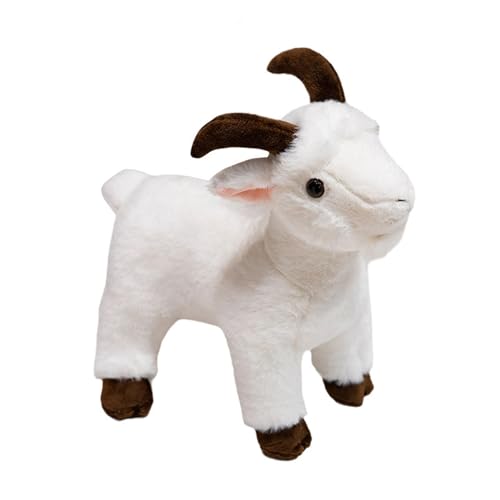 LCEDHZOC Simulation Ziegen Kuscheltiere, Süße Plüsch Weiches Ziegen Plüsch Kissen Geschenk for Kinder Jungen Mädchen Heimdekoration(White,30CM/11.8IN) von LCEDHZOC