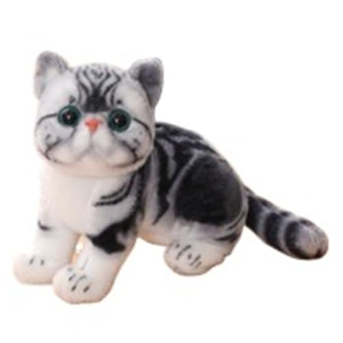 LCEDHZOC Simulations Katzen Kuscheltiere, 26CM Schöne Plüsch Weiches Katzen Plüschtier Geschenk for Kinder Jungen Mädchen Heimdekoration(Gray) von LCEDHZOC