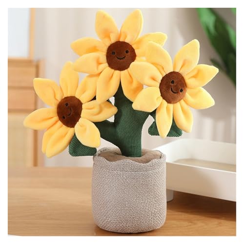 LCEDHZOC Sonnenblumen Kuscheltiere, Süße Plüsch Weiche Sonnenblumen Plüschtier Geschenk for Kinder Jungen Mädchen Heimdekoration(Gray) von LCEDHZOC