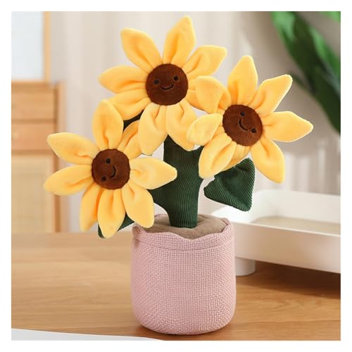 LCEDHZOC Sonnenblumen Kuscheltiere, Süße Plüsch Weiche Sonnenblumen Plüschtier Geschenk for Kinder Jungen Mädchen Heimdekoration(Pink) von LCEDHZOC