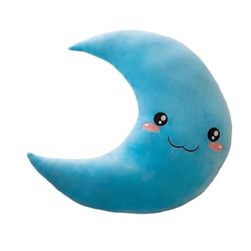 LCEDHZOC Süßes Mond Kuscheltiere, Schöne Plüsch Kissen Weiche Mond Plüschpuppe Geschenk for Kinder Jungen Mädchen Heimdekoration(Blue,45CM/17.7IN) von LCEDHZOC