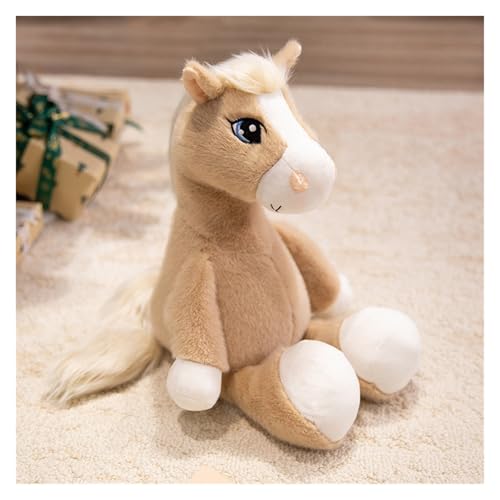 LCEDHZOC Süßes Pferde Kuscheltier, Süßes Plüschtier Molliges Pferd Plüschtier Geschenk for Kinder Jungen Mädchen Heimdekoration(Beige,33CM/12.9IN) von LCEDHZOC