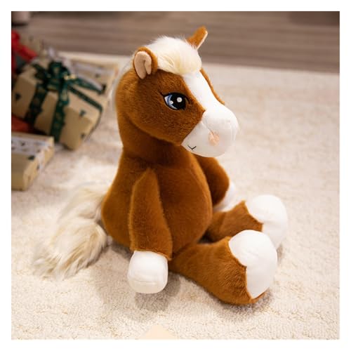 LCEDHZOC Süßes Pferde Kuscheltier, Süßes Plüschtier Molliges Pferd Plüschtier Geschenk for Kinder Jungen Mädchen Heimdekoration(Dark Brown,33CM/12.9IN) von LCEDHZOC