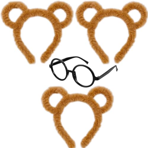 4-teiliges Streifenhörnchen-Kleidungszubehör-Set beinhaltet 1 schwarzes, rundes Brillengestell, keine Gläser und 3 Streifenhörnchen-Ohren Stirnband für Cosplay, Bühnenaufführung, Halloween-Party 4-teiliges Streifenhörnchen-Kleidungszubehör-Set beinhaltet 1 schwarzes, rundes Brillengestell, keine Gläser und 3 Streifenhörnchen-Ohren Stirnband für Cosplay, Bühnenaufführung, Halloween-Party von LCPQMZGH