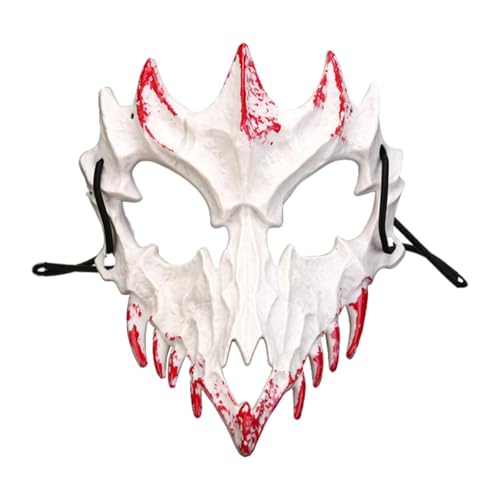 LCSVCCXA Halloween Maske Party Gesichtsabdeckung Maske Skelett Tier Kopfbedeckung Gruseliger Schädel mit verstellbarem Band für sicheren Sitz, Weiß LCSVCCXA Halloween Maske Party Gesichtsabdeckung Maske Skelett Tier Kopfbedeckung Gruseliger Schädel mit verstellbarem Band für sicheren Sitz, Weiß von LCSVCCXA