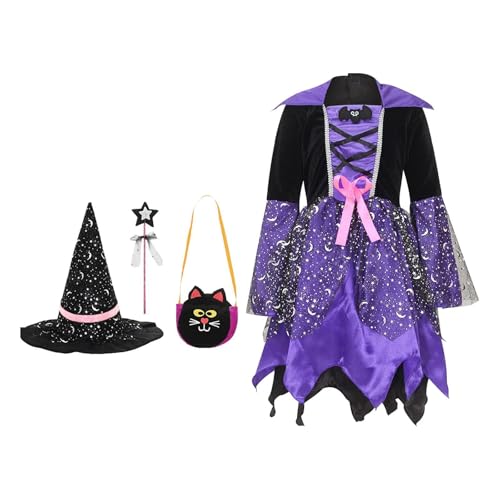 LCSVCCXA Hexenkostüm für Mädchen mit leuchtenden Lichtern, Halloween-Kostüm, Polyester, atmungsaktiv, Violett, für Märchenparty, leicht, Kleid 86 cm LCSVCCXA Hexenkostüm für Mädchen mit leuchtenden Lichtern, Halloween-Kostüm, Polyester, atmungsaktiv, Violett, für Märchenparty, leicht, Kleid 86 cm von LCSVCCXA