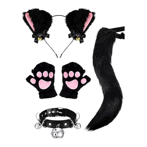 LCSVCCXA Set aus Ohrringen, Schwanz, Halskette und Handschuhen für Cosplay, Kostüm, Schwarz LCSVCCXA Set aus Ohrringen, Schwanz, Halskette und Handschuhen für Cosplay, Kostüm, Schwarz von LCSVCCXA