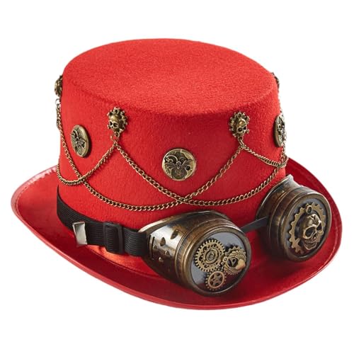 LCSVCCXA Steampunk Bühnenauftritt, leichter Zylinderhut für Cosplay in der Disco, Rot LCSVCCXA Steampunk Bühnenauftritt, leichter Zylinderhut für Cosplay in der Disco, Rot von LCSVCCXA