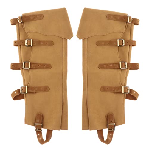 LCSVCCXA Stiefelüberzüge für Kostüme, Ritter und Krieger-Kostüme, mittelalterliche Stiefelüberzüge, Piraten-Stiefelüberzüge für Cosplay-Partys für Erwachsene, Khaki von LCSVCCXA