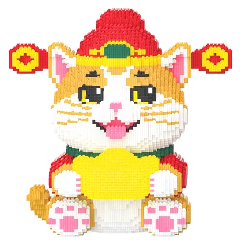 Lucky Cat Bausteine Fortune Luckykatze Erwachsene Teenager Modellbausatz Basteln GlüCkliche Katze Geschenke Und Dekoration Autodekoration Winkekatzen Ornamente FüR Zuhause A von LCTM