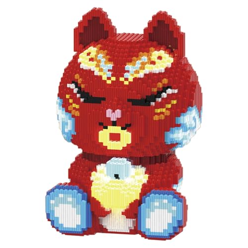 Lucky Cat Bausteine Fortune Luckykatze Erwachsene Teenager Modellbausatz Basteln GlüCkliche Katze Geschenke Und Dekoration Autodekoration Winkekatzen Ornamente FüR Zuhause B von LCTM