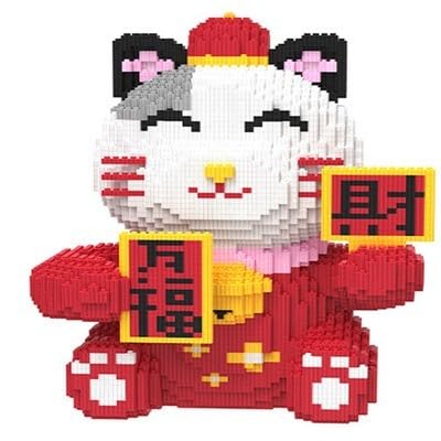 Lucky Cat Bausteine Fortune Luckykatze Erwachsene Teenager Modellbausatz Basteln GlüCkliche Katze Geschenke Und Dekoration Autodekoration Winkekatzen Ornamente FüR Zuhause C von LCTM