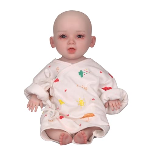 LCUPPON Realistische Silikon Baby Puppe 36cm Ganzkörper Silikon Reborn Baby Puppe (Braun) von LCUPPON
