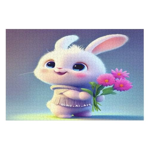 1000 Teile Puzzle Für Erwachsene, Kaninchen -Puzzles, Kinder HolzPuzzle, Kreatives Puzzle, Geschenk Für Freunde Und Familie （75×50cm） von LCWWW
