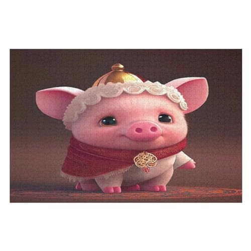 1000 Teile Puzzle Für Jungen Und Mädchen, Standard-Puzzles Süßes Schwein, Familienspiele, （75×50cm） von LCWWW