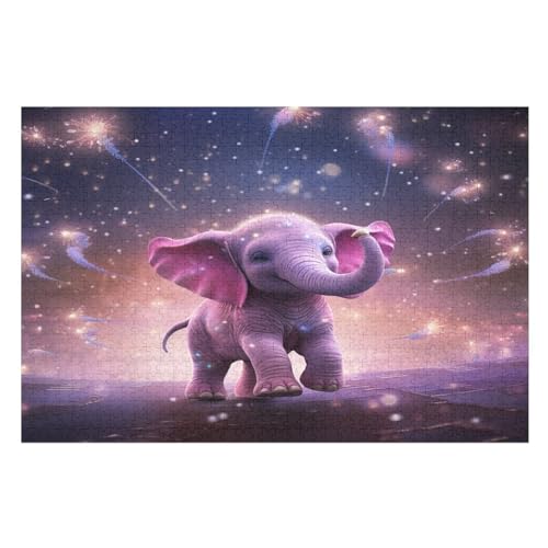 1000-teiliges Puzzle Für Erwachsene, Elefant Holzpuzzle, Gehirn-Herausforderung,Puzzles Spielzeugspiel （75×50cm） von LCWWW