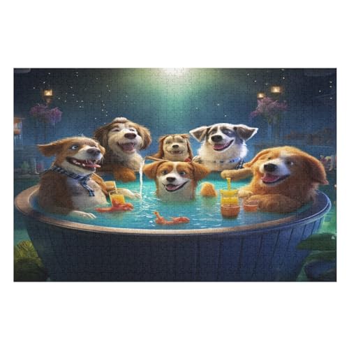 1000-teiliges Puzzle Für Erwachsene, Süßer Hund Holzpuzzle, Gehirn-Herausforderung,Puzzles Spielzeugspiel （75×50cm） von LCWWW