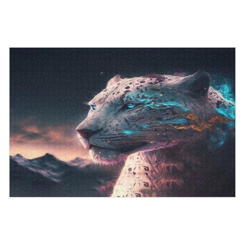 1000-teiliges Puzzles, Leopard -Puzzle Für Erwachsene Kinder,Holzbrettpuzzle,Erwachsenenpuzzles,Geschenke （75×50cm） von LCWWW
