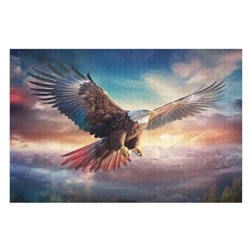 Adler Holzpuzzle 1000 Teile Klassische Puzzles Erwachsene Kinder Puzzle DIY Kit Holzspielzeug Einzigartiges Geschenk （75×50cm） von LCWWW