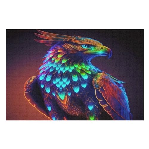 Adler Holzpuzzle 1000 Teile Klassische Puzzles Erwachsene Kinder Puzzle DIY Kit Holzspielzeug Einzigartiges Geschenk （75×50cm） von LCWWW