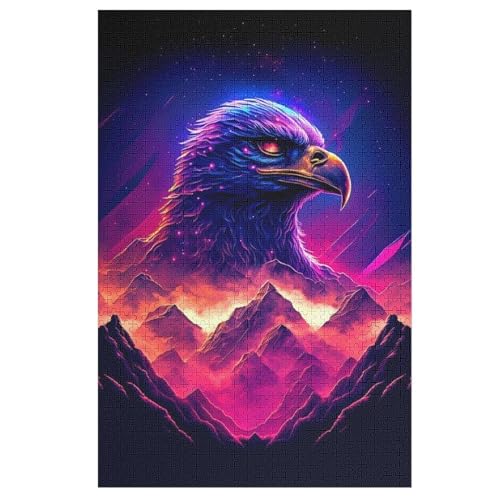 Adler Holzpuzzle 1000 Teile Klassische Puzzles Erwachsene Kinder Puzzle DIY Kit Holzspielzeug Einzigartiges Geschenk 78×53cm von LCWWW