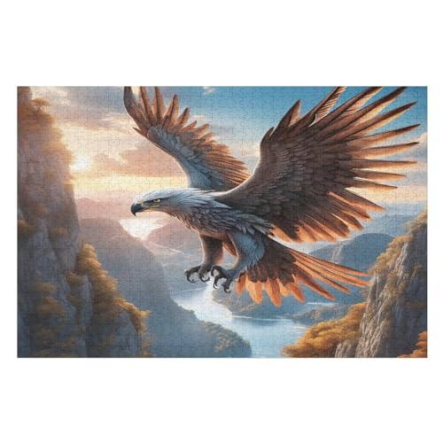 Adler Holzpuzzle - 1000 Teiliges Jigsaw Knobelspiel - Puzzle Für Erwachsene & Kinder - Outdoor & Reisespielzeug （75×50cm） von LCWWW