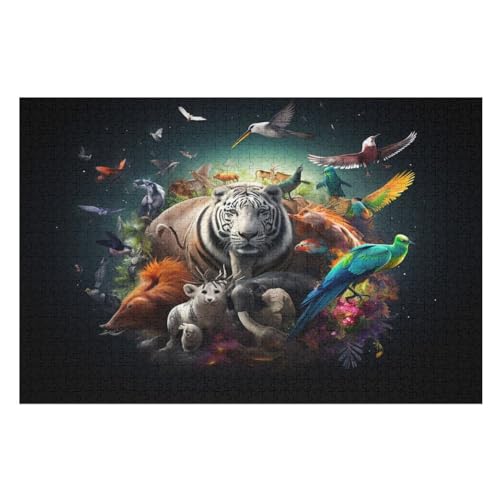 Afrikanisches Tiers 1000 Teile Puzzles Für Erwachsene, Impossible Puzzle, Geschicklichkeitsspiel Für Die Ganze Familie, Kinder Holzpuzzle （75×50cm） von LCWWW