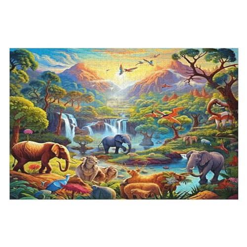 Afrikanisches Tiers Puzzle 1000 Teile, Holzpuzzle Für Erwachsene Kinder, Impossible Puzzles, Geschicklichkeitsspiel Für Die Ganze Familie （75×50cm） von LCWWW
