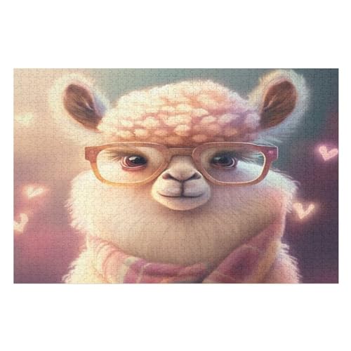 Alpaka Holzpuzzle 1000 Teile Klassische Puzzles Erwachsene Kinder Puzzle DIY Kit Holzspielzeug Einzigartiges Geschenk （75×50cm） von LCWWW