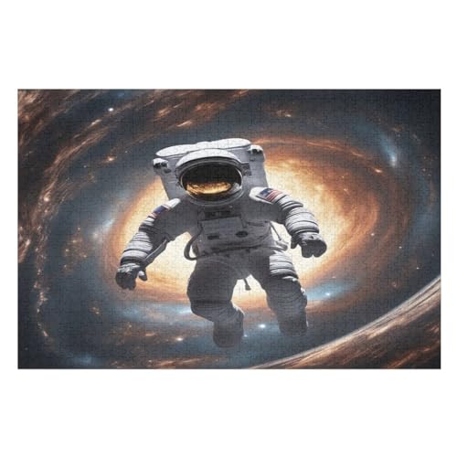Astronaut Holzpuzzle 1000 Teile Klassische Puzzles Erwachsene Kinder Puzzle DIY Kit Holzspielzeug Einzigartiges Geschenk （75×50cm） von LCWWW