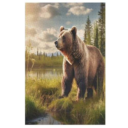 Bär Holzpuzzle 1000 Teile Klassische Puzzles Erwachsene Kinder Puzzle DIY Kit Holzspielzeug Einzigartiges Geschenk 78×53cm von LCWWW