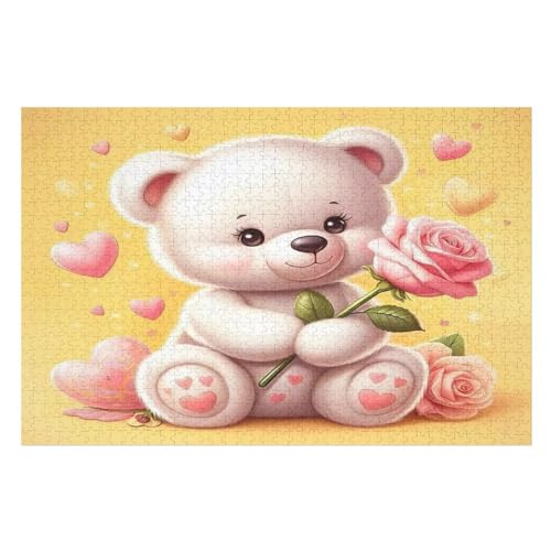 Bär Puzzles 1000 Teile Erwachsener Kniffel Spaß Für Die Ganze Familie, Holzpuzzle Kinder Erwachsene, Impossible Puzzle Schwer （75×50cm） von LCWWW
