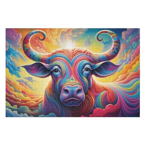 Büffel 1000 Teile Puzzles Für Erwachsene, Impossible Puzzle, Geschicklichkeitsspiel Für Die Ganze Familie, Kinder Holzpuzzle （75×50cm） von LCWWW