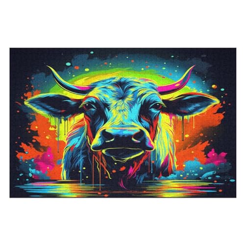 Büffel Holzpuzzle 1000 Teile Klassische Puzzles Erwachsene Kinder Puzzle DIY Kit Holzspielzeug Einzigartiges Geschenk （75×50cm） von LCWWW