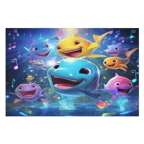 Cute Delphin 1000 Teile Puzzles Für Erwachsene,Holzpuzzle - Verringerter Druck Schwieriges Unmögliche Puzzle Für 12+ Kinder （75×50cm） von LCWWW
