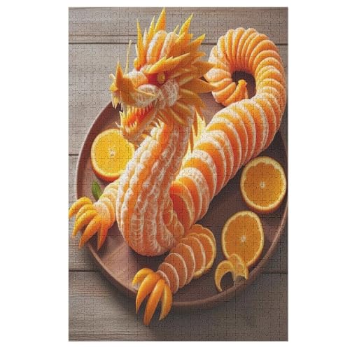 Cute Drache Holzpuzzle 1000 Teile Klassische Puzzles Erwachsene Kinder Puzzle DIY Kit Holzspielzeug Einzigartiges Geschenk 78×53cm von LCWWW