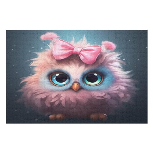 Cute Eule Puzzles 1000 Teile Erwachsener Kniffel Spaß Für Die Ganze Familie, Holzpuzzle Kinder Erwachsene, Impossible Puzzle Schwer （75×50cm） von LCWWW