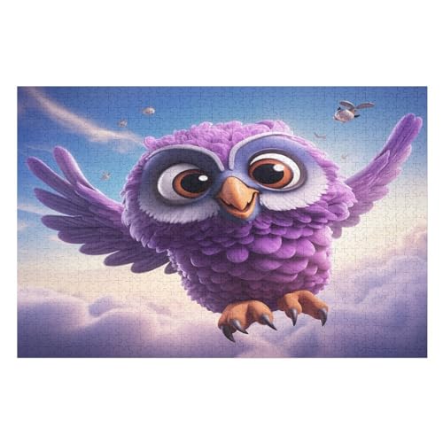 Cute Eule Puzzles 1000 Teile Erwachsener Kniffel Spaß Für Die Ganze Familie, Holzpuzzle Kinder Erwachsene, Impossible Puzzle Schwer （75×50cm） von LCWWW