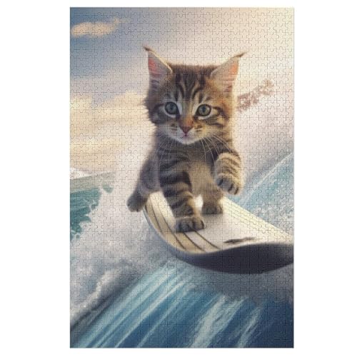 Cute Katze Holzpuzzle 1000 Teile Klassische Puzzles Erwachsene Kinder Puzzle DIY Kit Holzspielzeug Einzigartiges Geschenk 78×53cm von LCWWW