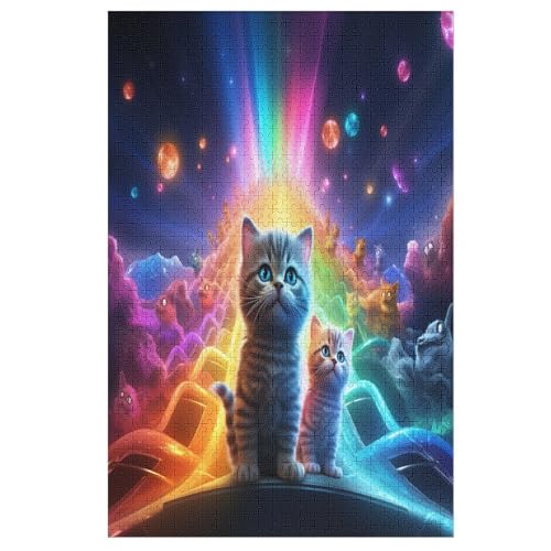 Cute Katze -Puzzle, 1000 Teile,Holzpuzzle Für Erwachsene Kinder, Lustiges Spielzeug, Denkspiel, Bildungsspiel, 78×53cm von LCWWW
