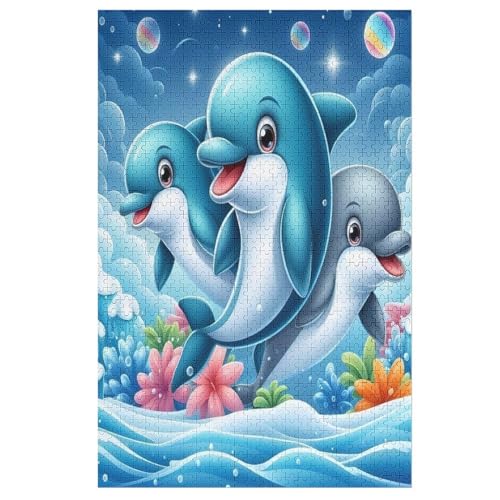 Delfin Holzpuzzle 1000 Teile Klassische Puzzles Erwachsene Kinder Puzzle DIY Kit Holzspielzeug Einzigartiges Geschenk 78×53cm Delfin Holzpuzzle 1000 Teile Klassische Puzzles Erwachsene Kinder Puzzle DIY Kit Holzspielzeug Einzigartiges Geschenk 78×53cm von LCWWW