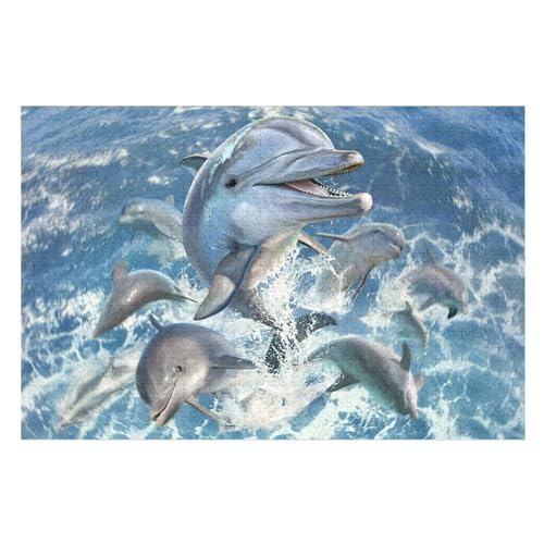 Delphin -Puzzle, 1000 Teile,Holzpuzzle Für Erwachsene Kinder, Lustiges Spielzeug, Denkspiel, Bildungsspiel, （75×50cm） von LCWWW