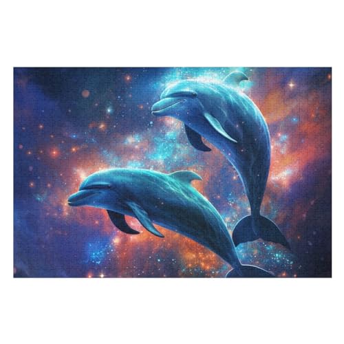 Delphin Puzzle 1000 Teile, Holzpuzzle Für Erwachsene Kinder, Impossible Puzzles, Geschicklichkeitsspiel Für Die Ganze Familie （75×50cm） von LCWWW