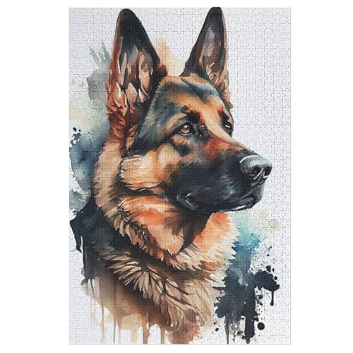 Deutscher Schäferhund Holzpuzzle Erwachsene - 1000 Teiliges Jigsaw Knobelspiel - Puzzle Für Erwachsene & Kinder - Outdoor & Reisespielzeug 78×53cm von LCWWW