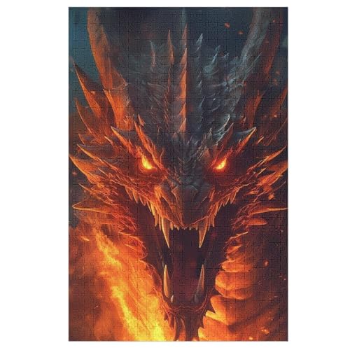 Drache 1000 Teile Puzzle Für Erwachsene, Herausforderung Puzzles - Verringerter Druck Schwieriges Holzpuzzle Für Kinder 12+ 78×53cm von LCWWW